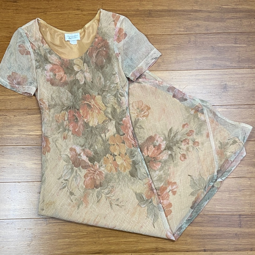 Vintage 90’s Christopher & Banks Floral Dress in Earthy Tones size 5/6